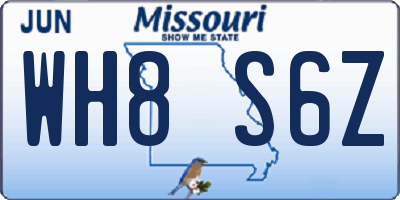 MO license plate WH8S6Z