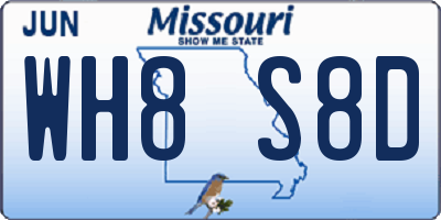 MO license plate WH8S8D