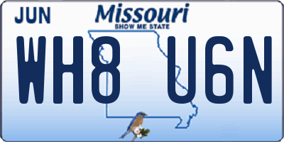 MO license plate WH8U6N