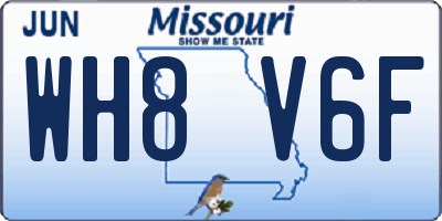 MO license plate WH8V6F