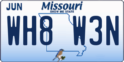MO license plate WH8W3N