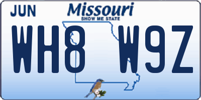 MO license plate WH8W9Z
