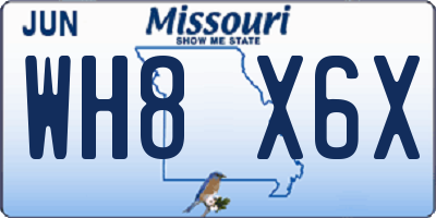 MO license plate WH8X6X