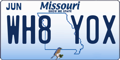 MO license plate WH8Y0X