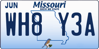 MO license plate WH8Y3A