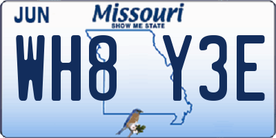 MO license plate WH8Y3E