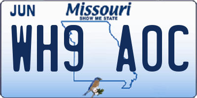 MO license plate WH9A0C