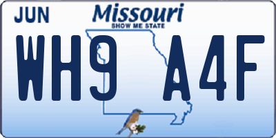 MO license plate WH9A4F