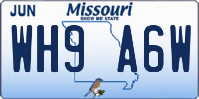 MO license plate WH9A6W