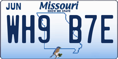 MO license plate WH9B7E
