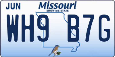 MO license plate WH9B7G