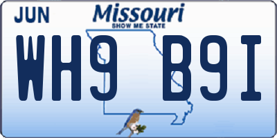 MO license plate WH9B9I