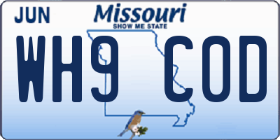 MO license plate WH9C0D