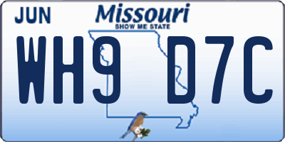 MO license plate WH9D7C