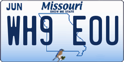 MO license plate WH9E0U