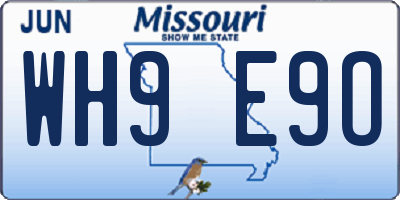 MO license plate WH9E9O
