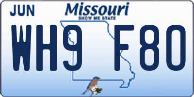 MO license plate WH9F8O