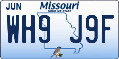 MO license plate WH9J9F