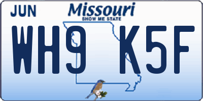 MO license plate WH9K5F
