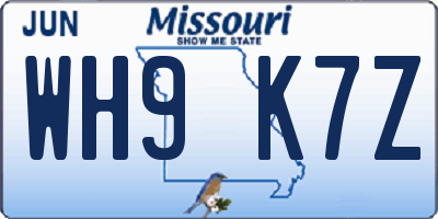 MO license plate WH9K7Z