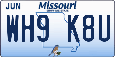 MO license plate WH9K8U