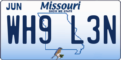 MO license plate WH9L3N