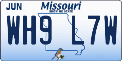 MO license plate WH9L7W