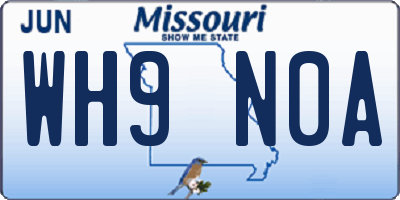 MO license plate WH9N0A