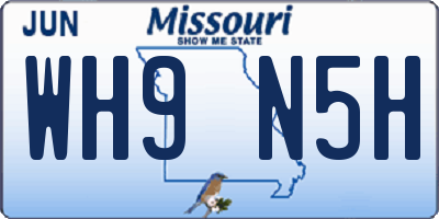 MO license plate WH9N5H