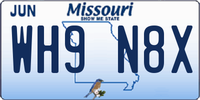 MO license plate WH9N8X