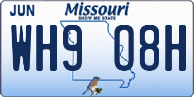 MO license plate WH9O8H