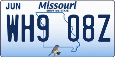 MO license plate WH9O8Z