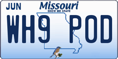 MO license plate WH9P0D