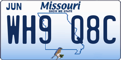 MO license plate WH9Q8C