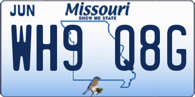 MO license plate WH9Q8G