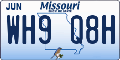 MO license plate WH9Q8H