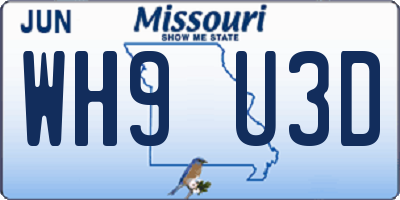 MO license plate WH9U3D