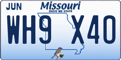 MO license plate WH9X4O