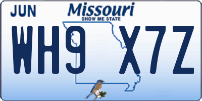 MO license plate WH9X7Z