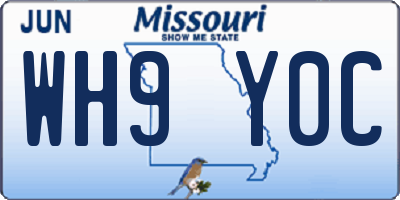 MO license plate WH9Y0C