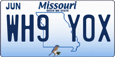 MO license plate WH9Y0X