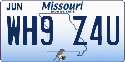 MO license plate WH9Z4U