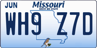 MO license plate WH9Z7D