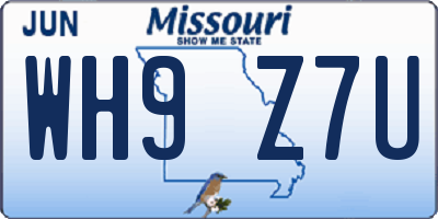 MO license plate WH9Z7U