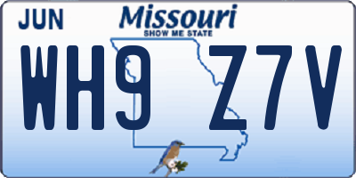 MO license plate WH9Z7V