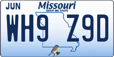 MO license plate WH9Z9D
