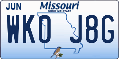 MO license plate WK0J8G