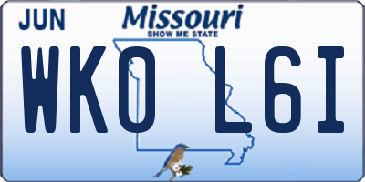MO license plate WK0L6I