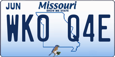 MO license plate WK0Q4E