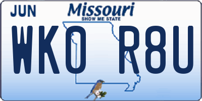 MO license plate WK0R8U
